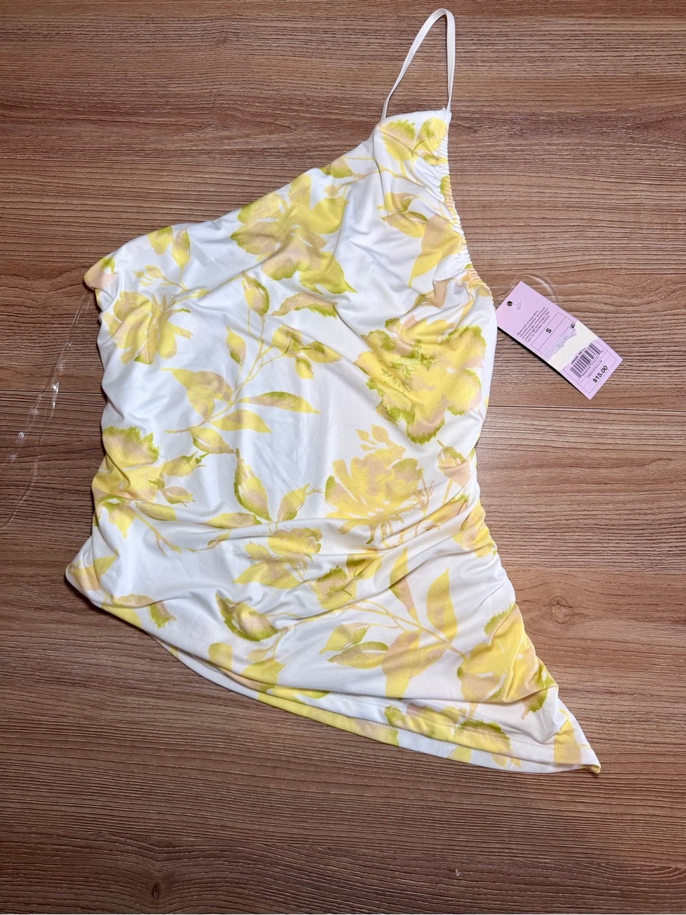 Yellow Floral One-Shoulder Women’s Top